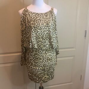 Boston Proper Animal Print Cold Shoulder Dress XS